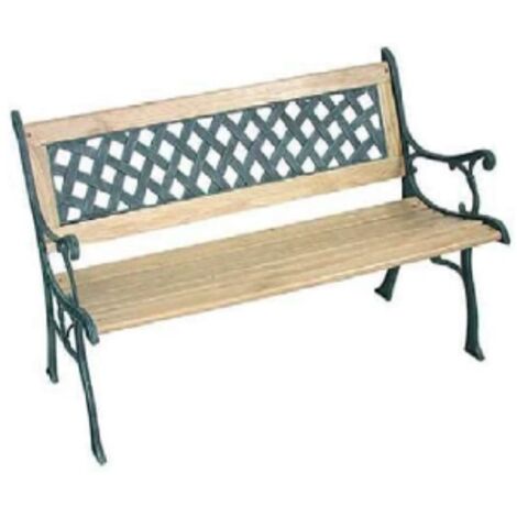 Vette banc losange en fonte et bois pour l'exte'rieur de couleur vert vieilli cm126x56x74h