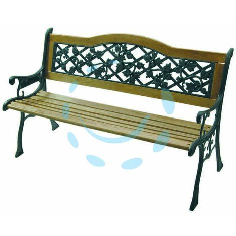 Vette panchina flora in ghisa e legno per esterno colore verde antichizzato cm126x56x76h