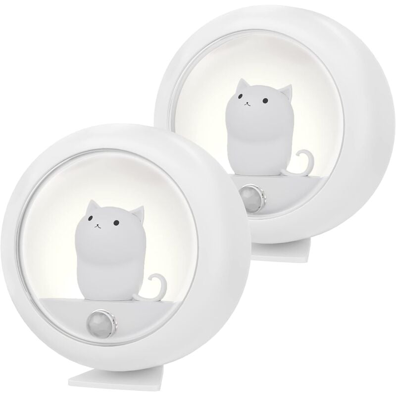 Veuilleuse led à Induction Rechargeable Lot de 2pcs Veilleuse Bébé Automatique Forme Mignonne pour Chambres d'enfants, Salons, Salles de bains,