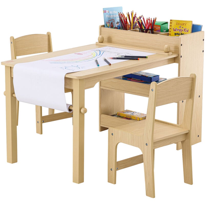 Vevor - 1 Table d'Enfant + 2 Chaises 795x555x540 mm et 304x284x551 mm Ensemble de Meuble deEnfant avec Etagere Integree pour Etudier Manger Jouer