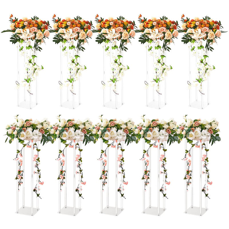 10PCS Support de Fleurs de Mariage 60 cm Porte-fleurs Centre de Table Mariage Stratifie Acrylique Vase Geometrique Presentoir Floral pour Reception