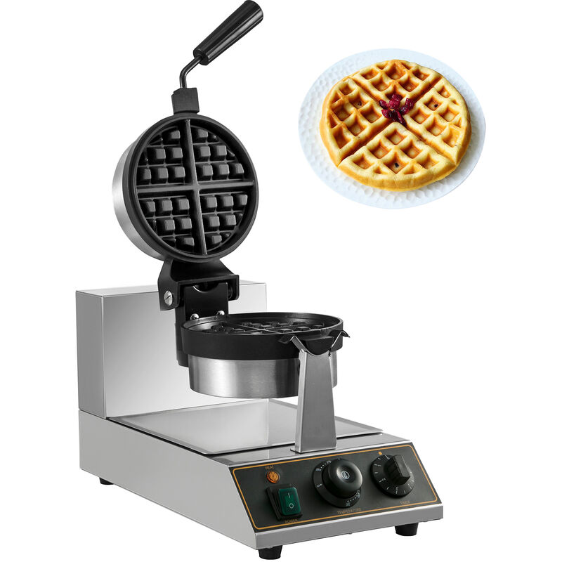 Image of 1100W Macchina per Waffle Rotonda Commerciale Antiaderente, Macchina per Waffle Elettrica Rotante, Macchina per Waffle con Controllo della