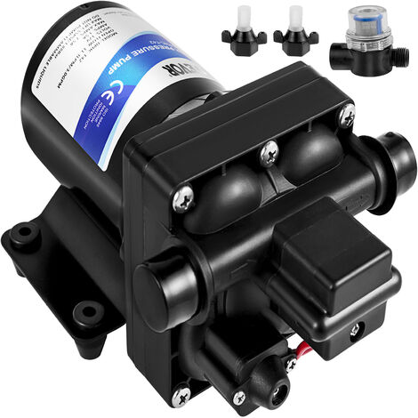 VEVOR 12 V Hochdruck-Membrane Wasserpumpe, 3 GPM Hochdruckmembran Wasserpumpe aus Polypropylen, Max. Druck 45 psi Wasserpumpe Selbstansaugend, mit Eingebautem Rückschlagventil, für Wohnwagen, Boot