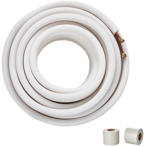 VEVOR 15240mm Mini Split Line Set, 6.4 & 9.5mm O.D Copper Pipes Tubing and Triple-Layer Insulation, for Mini Split Air Conditioning Refrigerant or Heating Pump Equipment & HVAC with Wrapping Strips.