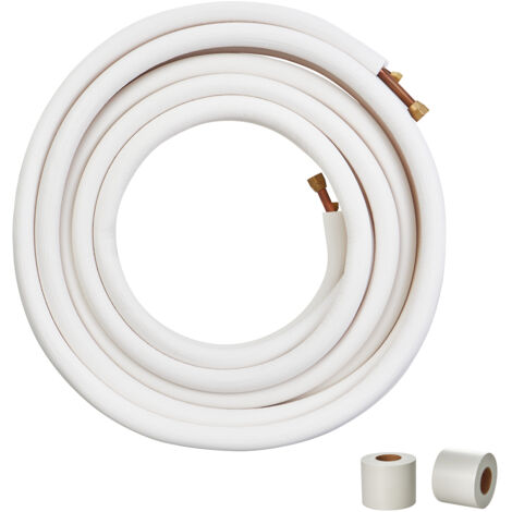 VEVOR 15240mm Mini Split Line Set, 9.5 & 15.9mm O.D Copper Pipes Tubing and Triple-Layer Insulation, for Mini Split Air Conditioning Refrigerant or Heating Pump Equipment & HVAC with Wrapping Strips