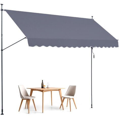 VEVOR 157 x 47" Patio Awning Retractable, Awning Sunshade Shelter with Manual Crank Handle, Outdoor Patio Canopy Sunsetter Deck, Adjustable Height from 86 to 122 in, for Patio/Balcony/Yard, Dark Gray