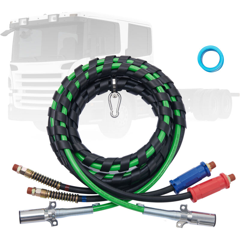 Vevor 15ft Luftleitungssatz Für Sattelschlepper, 3-in-1-luftschläuche Und Abs-stromleitung Für Sattelschlepper, 7-wege-stecker, Stromkabel Und