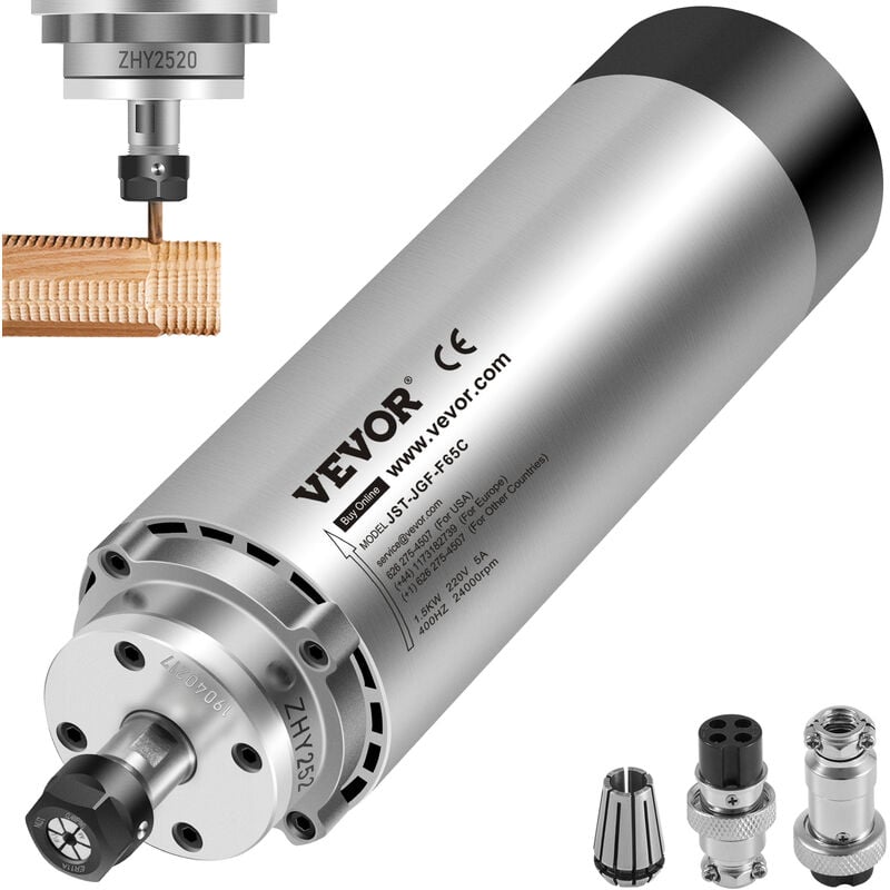 Vevor - Moteur de Broche Refroidi par Air 1,5 kW 12000-24000 tr/min ER11 Pince Conception deEquilibre Dynamique cnc Moteur de Broche Refroidi a lAir