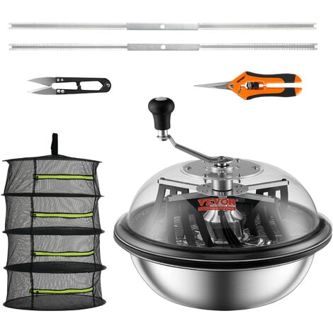 MOPHORN VEVOR 16" Erntemaschine Manuell Trimmer Blattschüssel-Trimmer mit Netztasche und 3 Arten von Edelstahl-Klingen zum Schneiden von nassen/trockenen Pflanzen Tumble Cutter Bowl Erntemaschine Grow