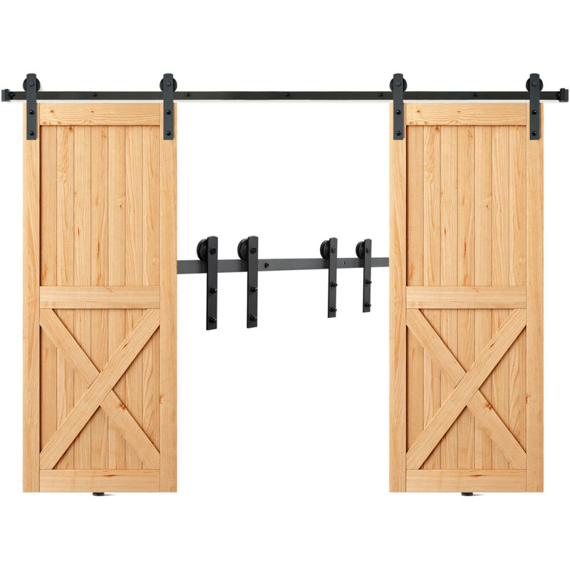 Mophorn Vevor 244cm Schiebetürbeschlag I-förmig Schiebetürsystem Mit 2-teiligen Schienen 150kg Tragfähigkeit Laufschiene Ideal Für Schiebetüren Mit