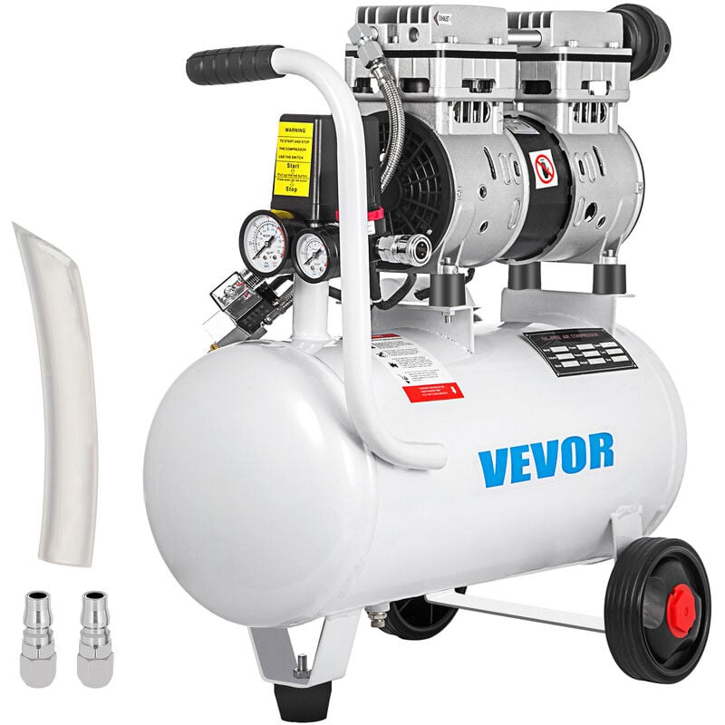 Image of VEVOR Compressore deAria Senza Olio Ultra Silenzioso da 5.5 Galloni, Compressore Silenziato, Compressore deAria 750 W, Rumorosita meno 48 dB,