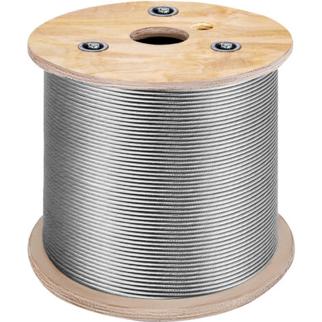 VEVOR 3/16 Inch 7x19 Stainless Steel Aircraft Cable Reel 500FT Stainless Steel Cable T304 Wire Rope Winch Cable Replacement (T304)