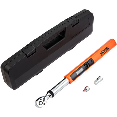 VEVOR 3/8" Cle Dynamometrique Numerique Cle de Torsion 5-50 N.m Precision ±2% Cle a Cliquet Reglable 72 Dents Contre Surcouple par LED Buzzer Vibration avec Adaptateurs Rallonge Kit d’Entretien Auto