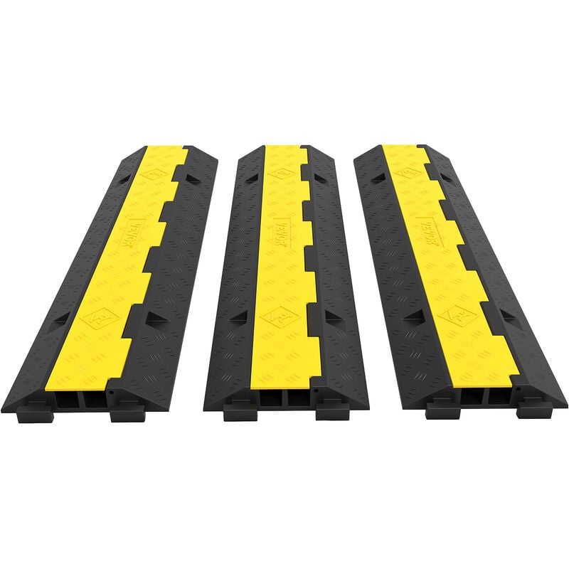 Vevor - Cable Protector Ramp 3 Pack of 2 11000lbs per Axle Capacity Protective Wire Cord Ramp Driveway Rubber Traffic Speed Bumps Cable Protector