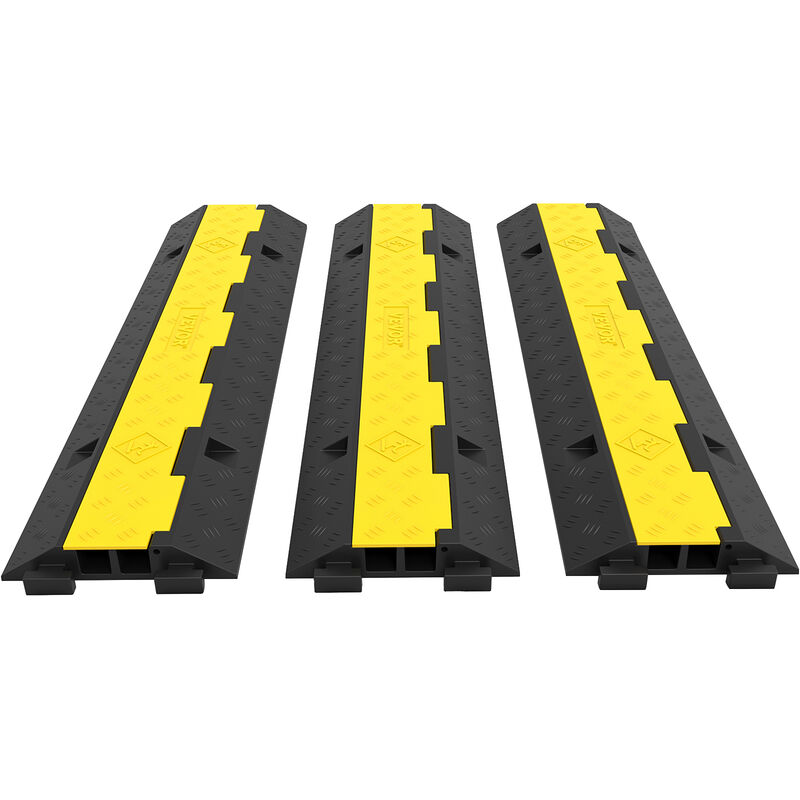 3PCS 101x24,5x5 cm Rampes Protection Cable 2 Canaux 5 t Passage Cables Protecteur pvc Caoutchouc Capacite de Charge 4989 kg Canal 3,2x3,1 cm pour