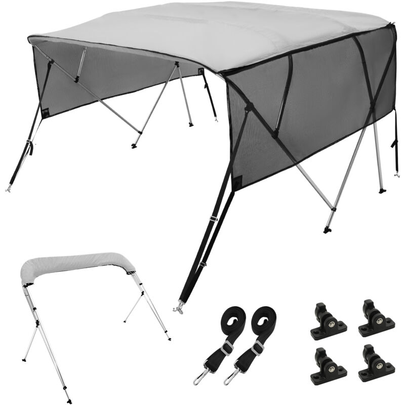 Mophorn Vevor 4-bogen-bimini-top-bootsabdeckung, 216–228 Cm Einbaubreite 600d-polyester-überdachung, Bootsverdeck Mit Abnehmbare Mesh-seitenwände,