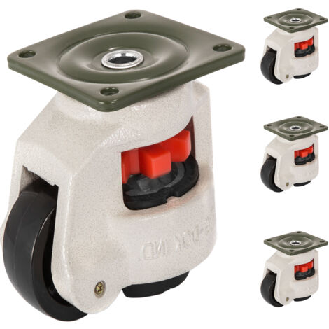 VEVOR 4 Pack Leveling Casters GD-60F Plate Mounted Footmaster Leveling Caster 551lbs per Leveling Caster Wheels Nylon Wheel and NBR Pad(GD-60F)