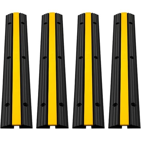 VEVOR 4 Pack of 1-Channel Rubber Cable Protector Ramps Heavy Duty 18000Lbs Load Capacity Cable Wire Cord Cover Ramp Speed Bump Driveway Hose Cable Ramp Protective Cover (4 Pack 1-Channel)