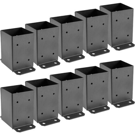 VEVOR 4 x 4 Post Base 10 PCs, Deck Post Base 3.6 x 3.6 inch, Post Bracket 2.5 lbs Fence Post Anchor Black Powder-Coated Deck Post Base with Thick Steel for Deck Supports Porch Railing Post Holders