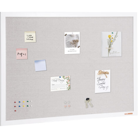VEVOR 48"x36" White Cork Board with Linen Surface – Stylish Wall-Mounted Bulletin Board for Home, School, Office – Elegant & Functional Noticeboard