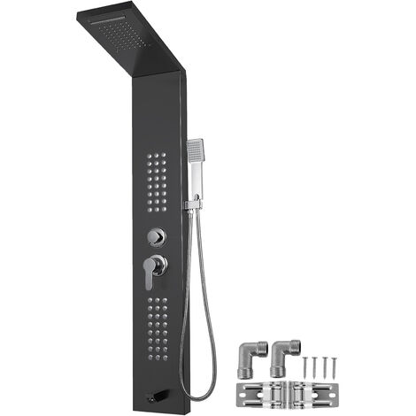 VEVOR 5 in 1 Duschs?ule Kopfbraus Regenduschens?ule Edelstahl Hydromassage Wasserfall Handbrause Schwarz