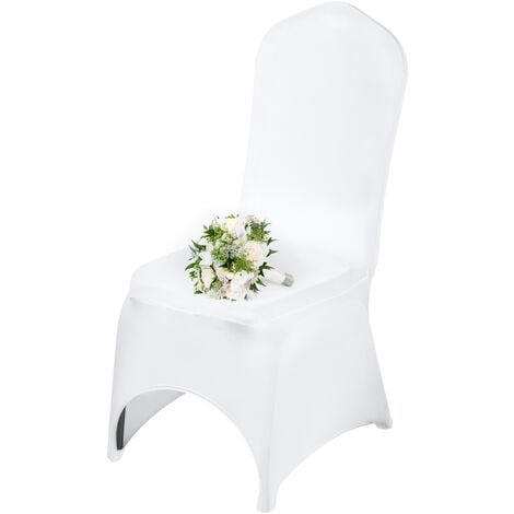 Universal 50pcs Chair Covers White Arched Front Slip Spandex Lycra Wedding Party