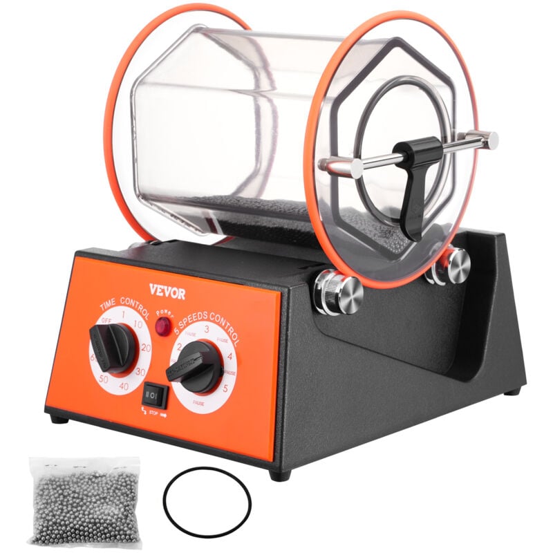 Vevor Polisseur de Bijoux 5 kg 60 w Machine de Polissage de Bijoux 5 Vitesses 0-60 mins Reglable Polisseuse a Tambour Rotative Action Bidirectionnel