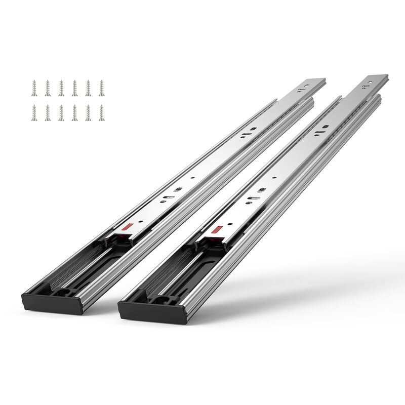 Vevor Glissieres de Tiroir 6 Paires Coulisses Tiroir a Billes 457,2 mm Silencieuses a Fermeture Douce 45,4 kg Montage Lateral Rail de Guidage en
