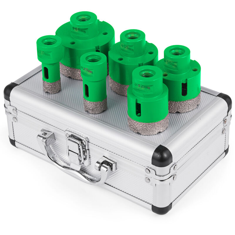Vevor - Scie Cloche Diamantee, avec des diametres de 20/25/42/50/55/68 mm, Qualite Premiere Foret Diamant Cylindrique Boitier portable leger, pour