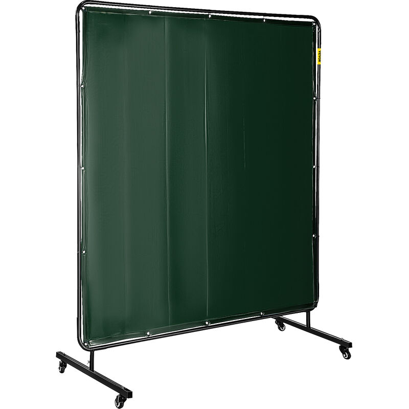 6' x 6' Welding Screen with Frame Green Vinyl Portable Welding Curtain with Wheels Light-Proof Welding Protection Screen Professional - Vevor
