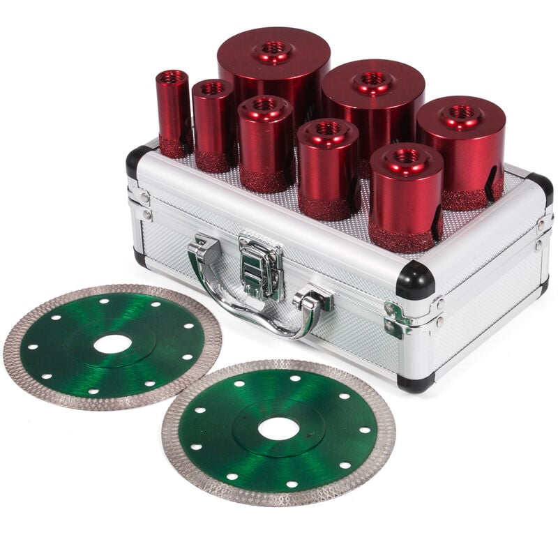 Vevor - Scie Emporte-piece Diamantee 10 pcs M14 20/25/32/35/40/50/60/68 mm Jeu de Forets Diamantes 0,79 / 1 / 1,25 / 1,4 / 1,6 / 2 / 2,4 / 2,7 pouces