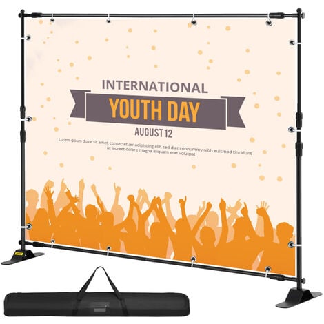 VEVOR 8FT Backdrop Banner Stand Step and Repeat Adjustable Telescopic Lightweight Trade Show Display Wall Exhibitor with Carrying Bag