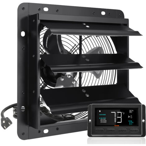 VEVOR Abluftventilator, 254 mm, Temperatur-Feuchtigkeitsregler, EC-Motor, 843 CFM, Wandlüfter mit Geschwindigkeitsregelung zur Wandmontage, Belüftung und Kühlung für Gewächshäuser, Garagen, Schuppen