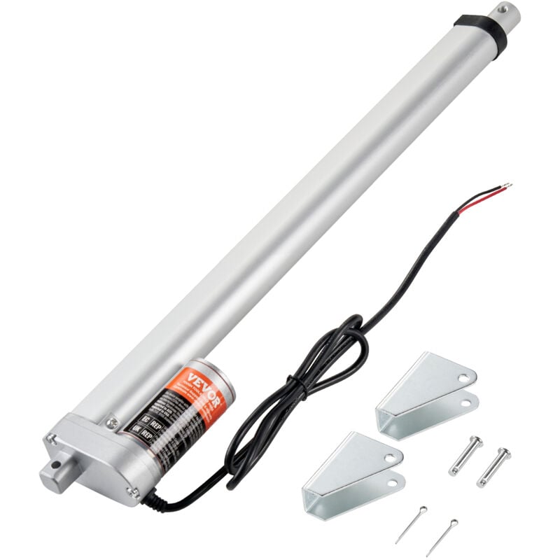 Actionneur Lineaire 12 v, Actionneur de Mouvement Lineaire 400 mm 330 lb/1500 n 5 mm/s avec Support de Montage et Protection IP54 pour Meubles,