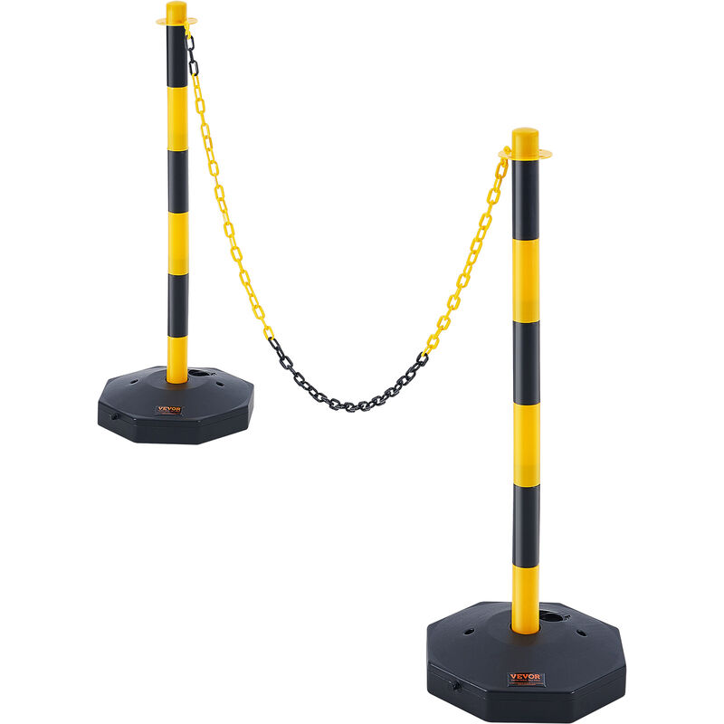 Adjustable Traffic Delineator Post Cones, 2 Pack, Traffic Safety Delineator Barrier with Fillable Base 8FT Chain, for Traffic Control Warning Parking