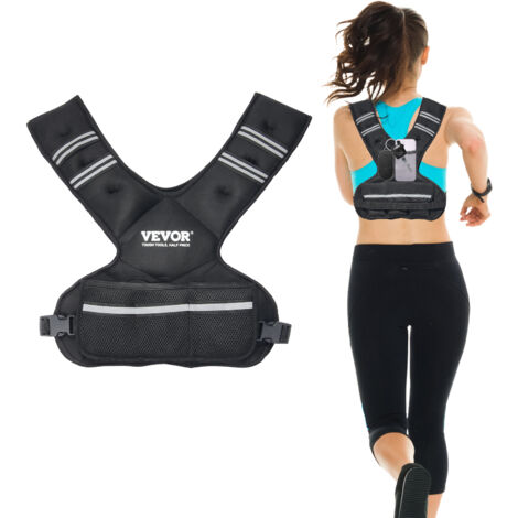 VEVOR Adjustable Weighted Vest, 20-32lb Weight Vest with 6 Ironsand Weights and  Reflective Stripe, Body Weight Vest Exercise Set for Men Women, Workout Equipment for Strength Training Running Jogging
