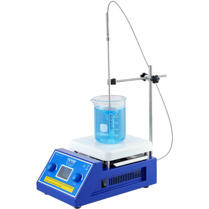 Vevor Agitateur Magnetique Chauffant 0-2000 tr/min 5000 mL, Melangeur Magnetique a Plaque Chauffante Max. 300 °c, Agitateur de Labo avec Ecran led