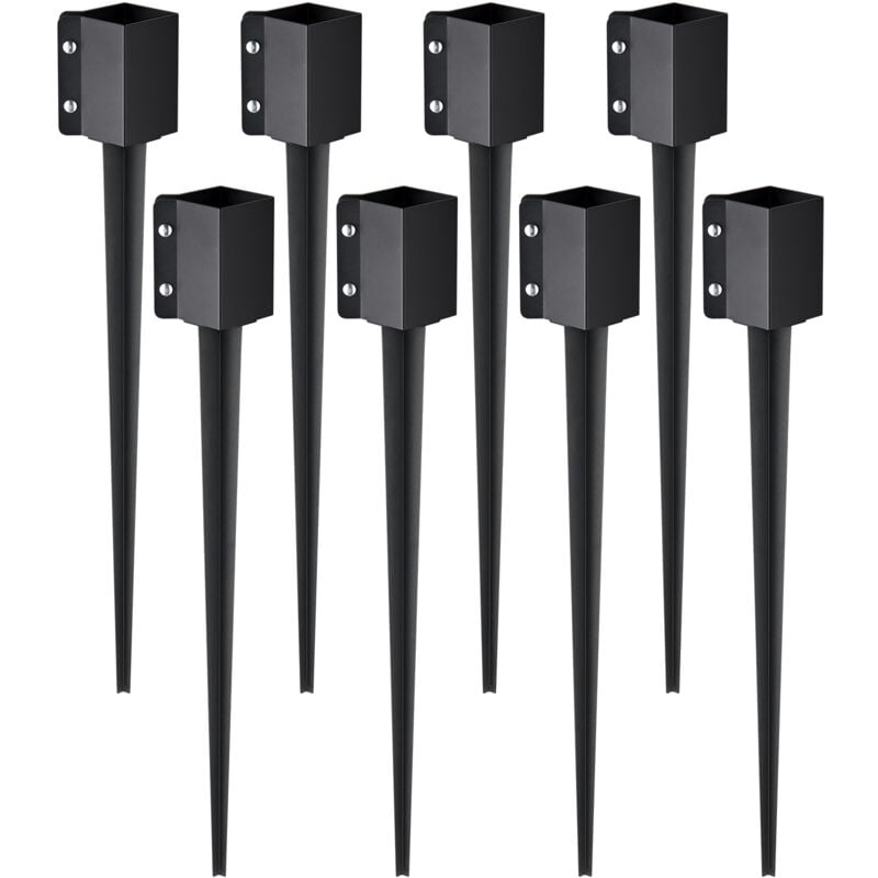 Mophorn - vevor Ancrage de poteau de cloture, 8 pcs, piquet de poteau en metal avec revetement en poudre noir,exterieur 914 x 113 x 113 mm (interieur