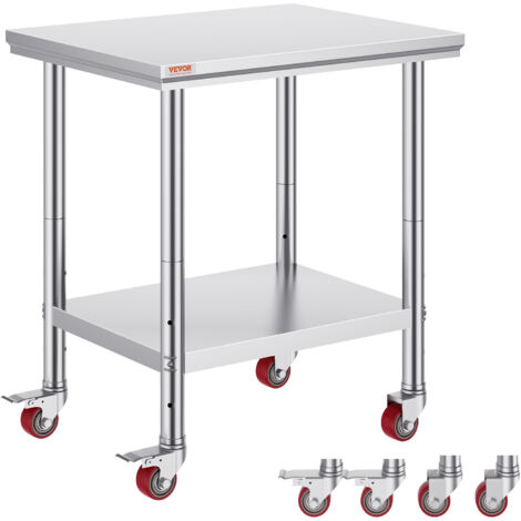 Table Pliante En Inox 120x60x75 Cm - Table De Travail, Cuisine, Restauration - Rectangulaire, Robuste