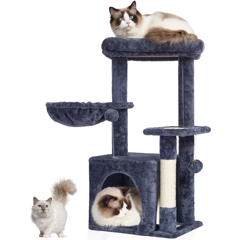 Arbre a chat pour chats deinterieur, tour a chat de 31,4 pouces avec condo pour chat, griffoir en sisal, hamac, perchoir superieur, plate-forme de