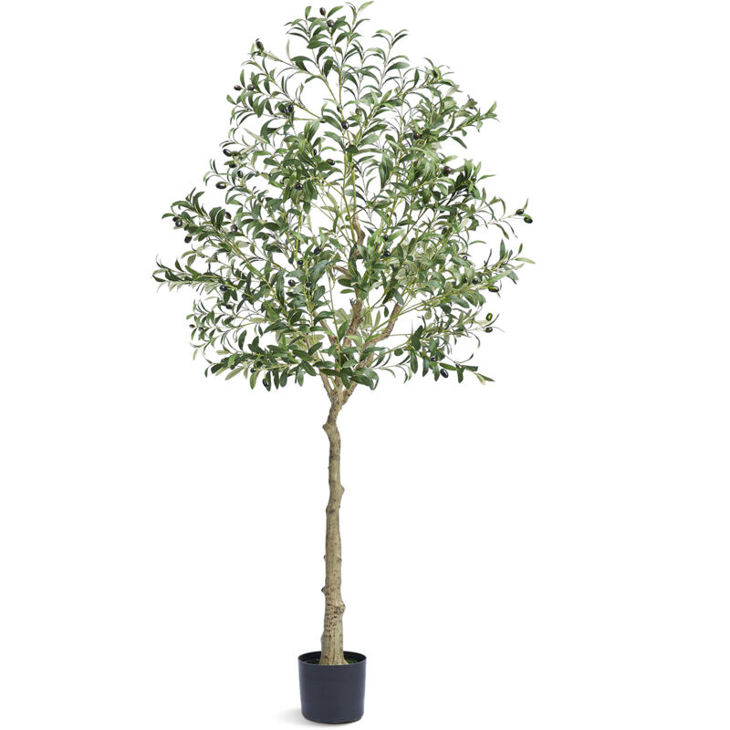 Arbre Artificiel 179 cm Plante Artificielle pe Haut Olivier Faux Arbre Vert avec Pot 170x145 mm Decoration de Style Fausse Plante pour Maison Bureau