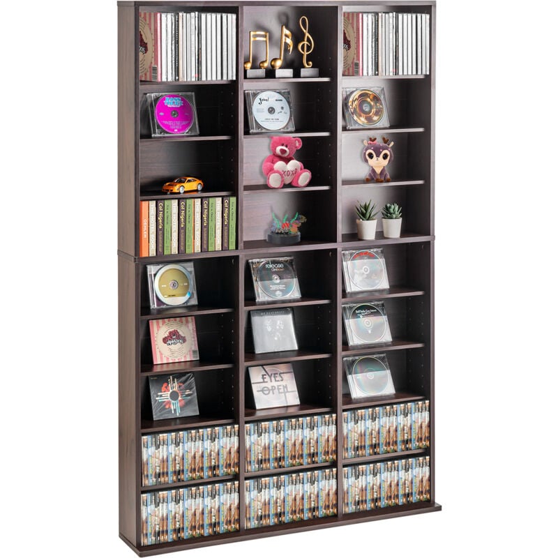 Vevor - Armoire de rangement cd/dvd, reglable avec 27 compartiments, etagere a dvd a 9 couches pour 756 cd, protege et organise les collections de