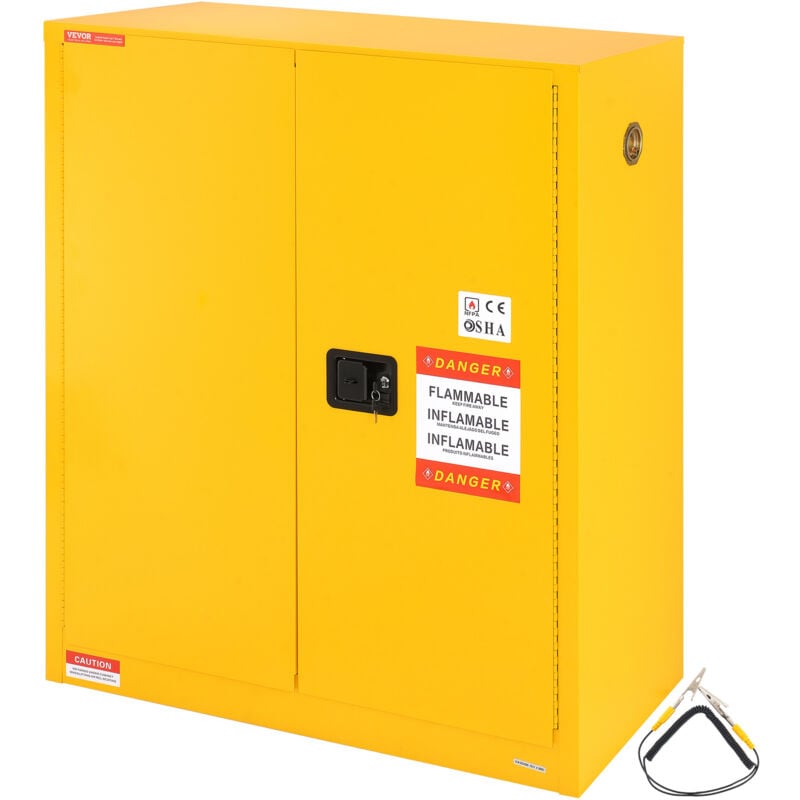 Vevor Armoire de Securite pour Produits Inflammables 113,6 l 109,5x46x127,3 cm, Armoire Coupe-Feu pour Liquides Inflammables en Acier Lamine a Froid,