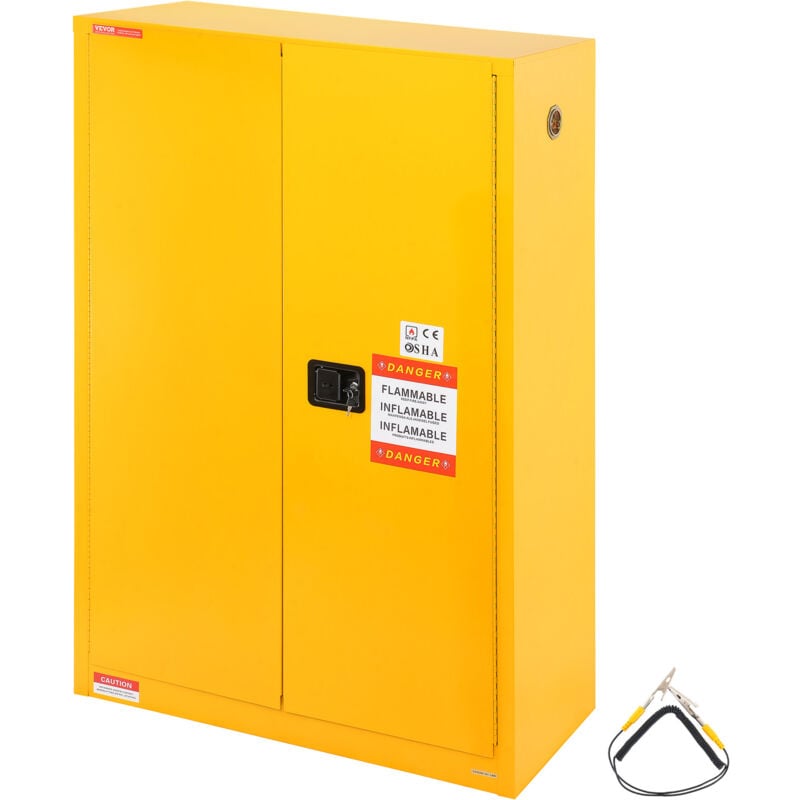 VEVOR Armoire de Securite pour Produits Inflammables 170,3 L 109x46x165,5 cm, Armoire Coupe-Feu pour Liquides Inflammables en Acier Lamine a Froid,