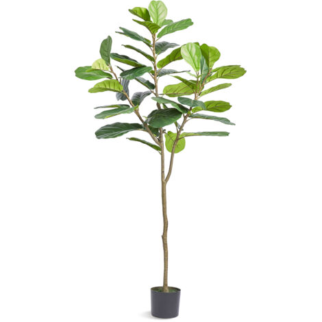 VEVOR Artificial Fiddle Leaf Fig Tree, 6 FT, Secure PE Material & Anti-Tip Tilt Protection Low-Maintenance Faux Plant, Lifelike Green Fake Potted Tree for Home Office Warehouse Decor Indoor Outdoor