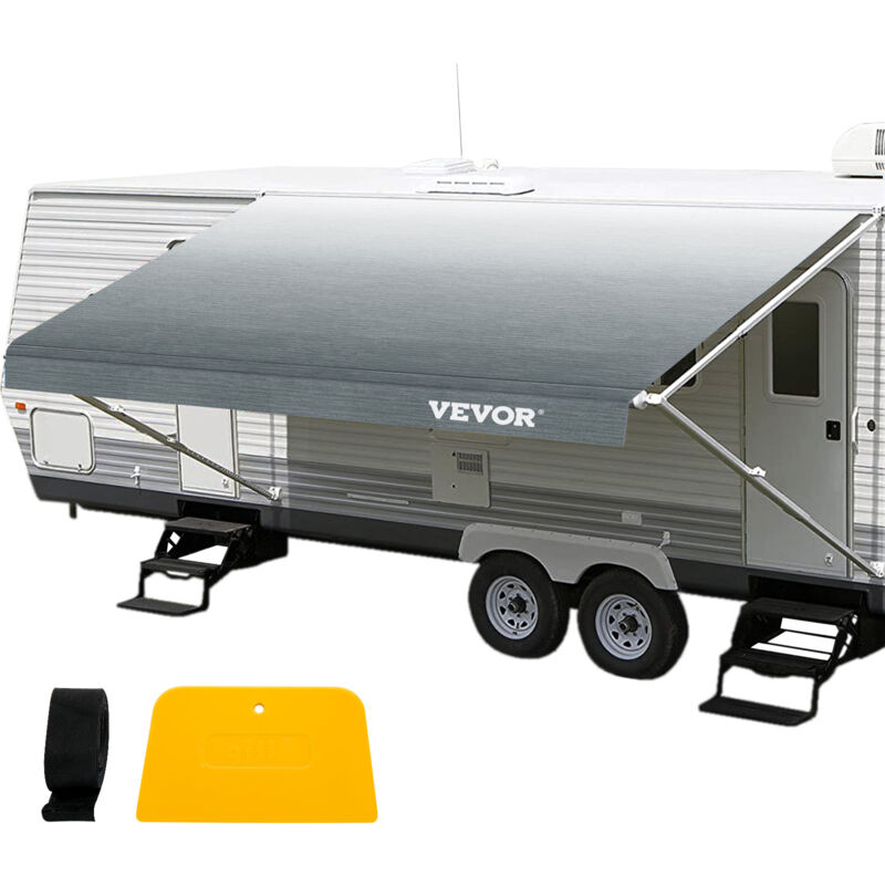 Vevor Auvent pour Caravane 4,33x2,4 m, Bache de Camping Exterieure en Gris Degrade, Tissu de Remplacement en Vinyle de 425g pour Auvent de