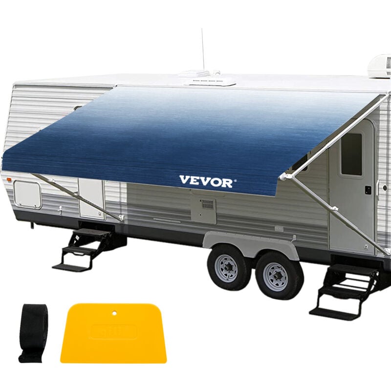 Vevor Auvent pour Caravane 5,24x2,4 m, Bache de Camping Exterieure Bleu Ardoise, Tissu de Remplacement en Vinyle de 425 g pour Auvent de Camping-car,