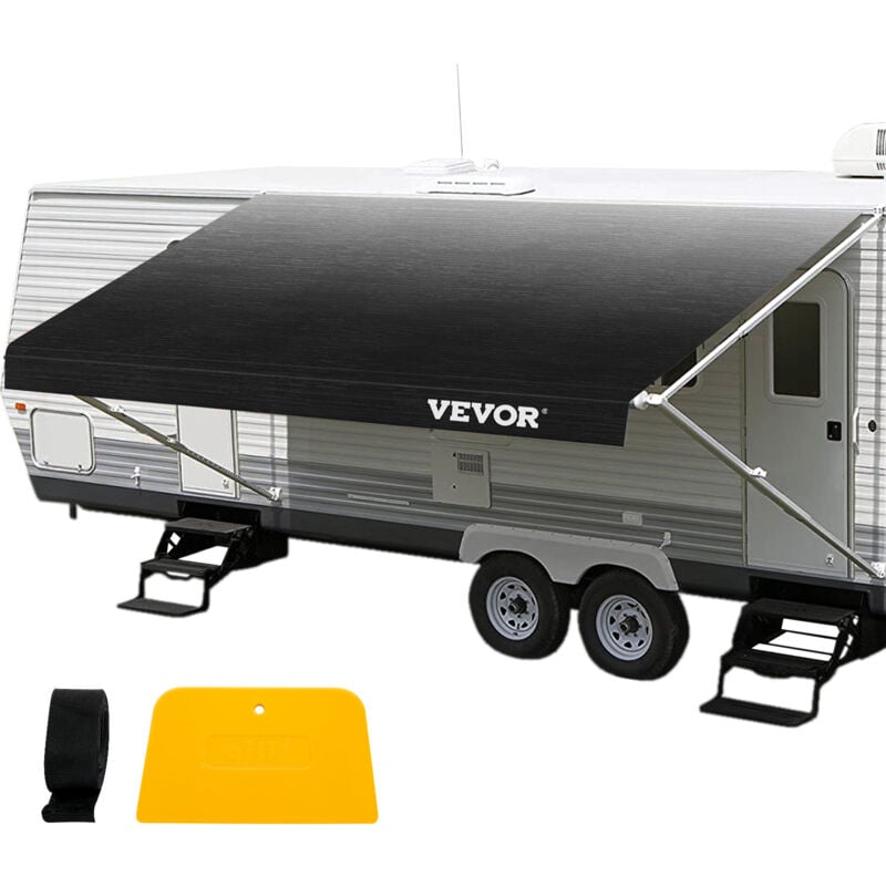 Vevor Auvent pour Caravane 5,24x2,4m, Bache de Camping Exterieure Couleur de Charbon Degrade, Tissu de Remplacement en Vinyle de 425g pour Auvent de