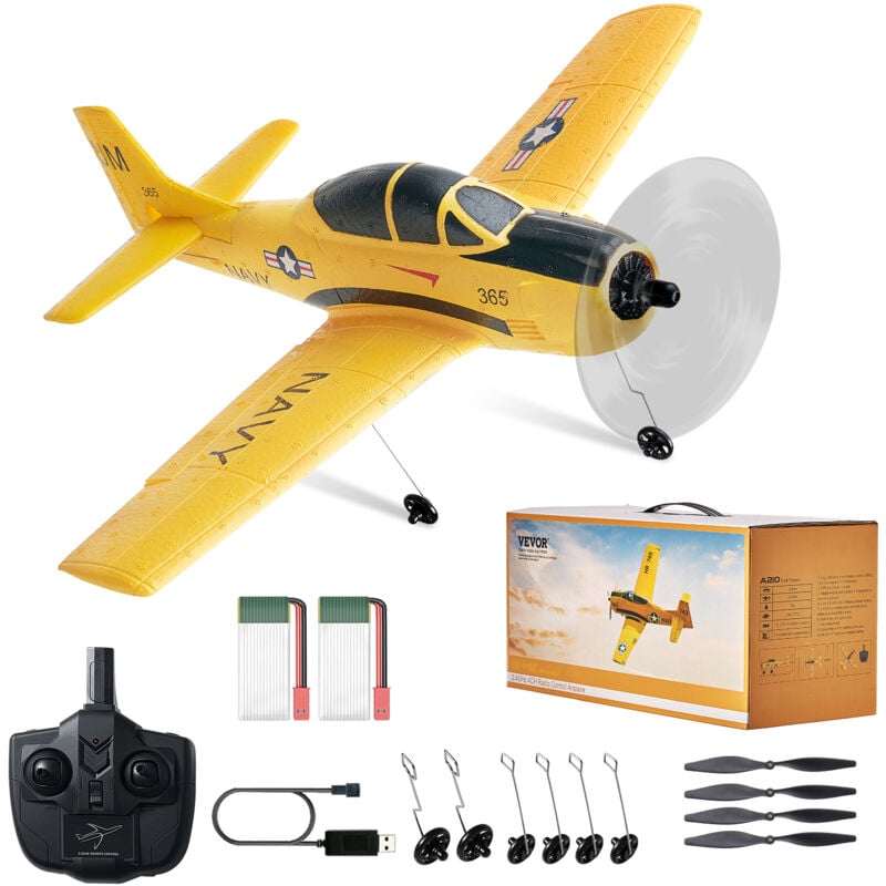 Vevor - Avion rc, avion telecommande 2,4 GHz 4 canaux avec gyroscope a 6 axes,jouet deavion deentrainement pret au vol avec deux batteries,planeur rc