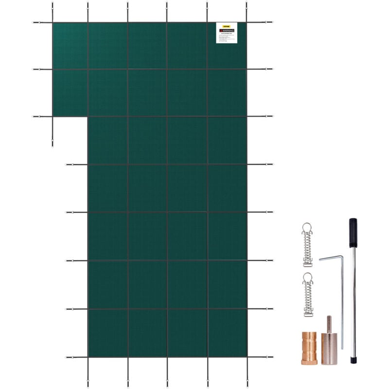 Bache Piscine Creusee 5,49x10,36 m Couverture Rectangle Protection Hiver Marche Gauche Triple Couture pp Mailles Resistance Etanche a la Pluie Outils